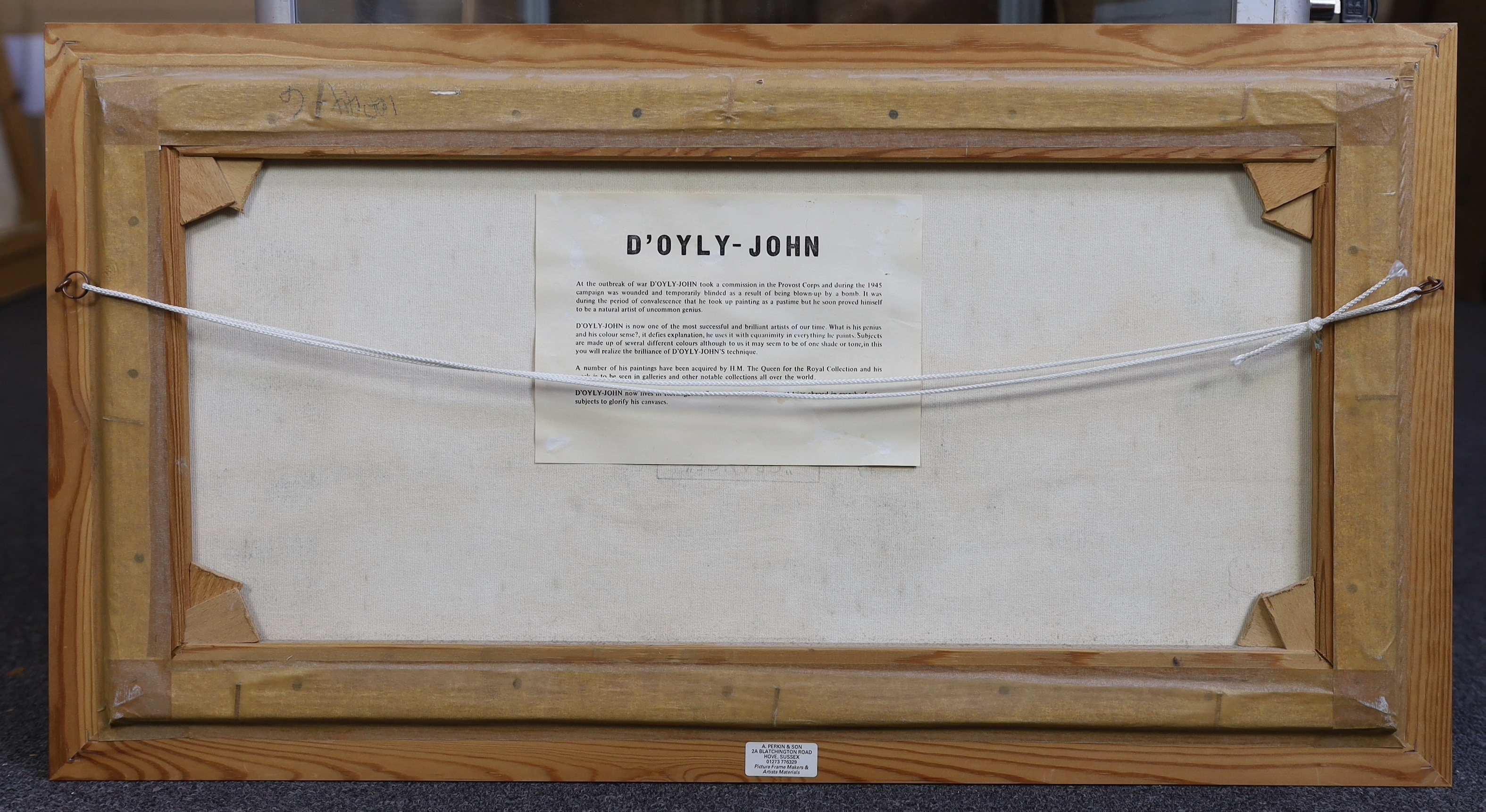 Cecil Rochfort D'Oyly John (English, 1906-1993), 'Fishing boats on a Mediterranean coast', oil on canvas, 34 x 70cm